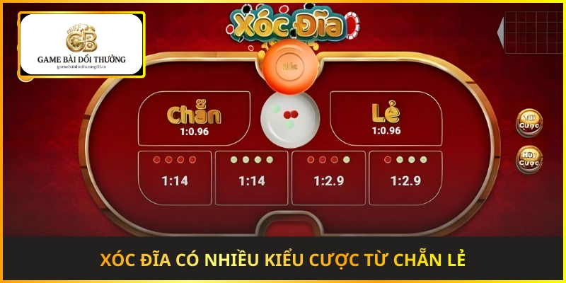 Xóc đĩa có nhiều kiểu cược từ chẵn lẻ đến các tổ hợp nâng cao